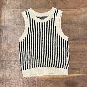 French Connection Black and Cream Striped Vest